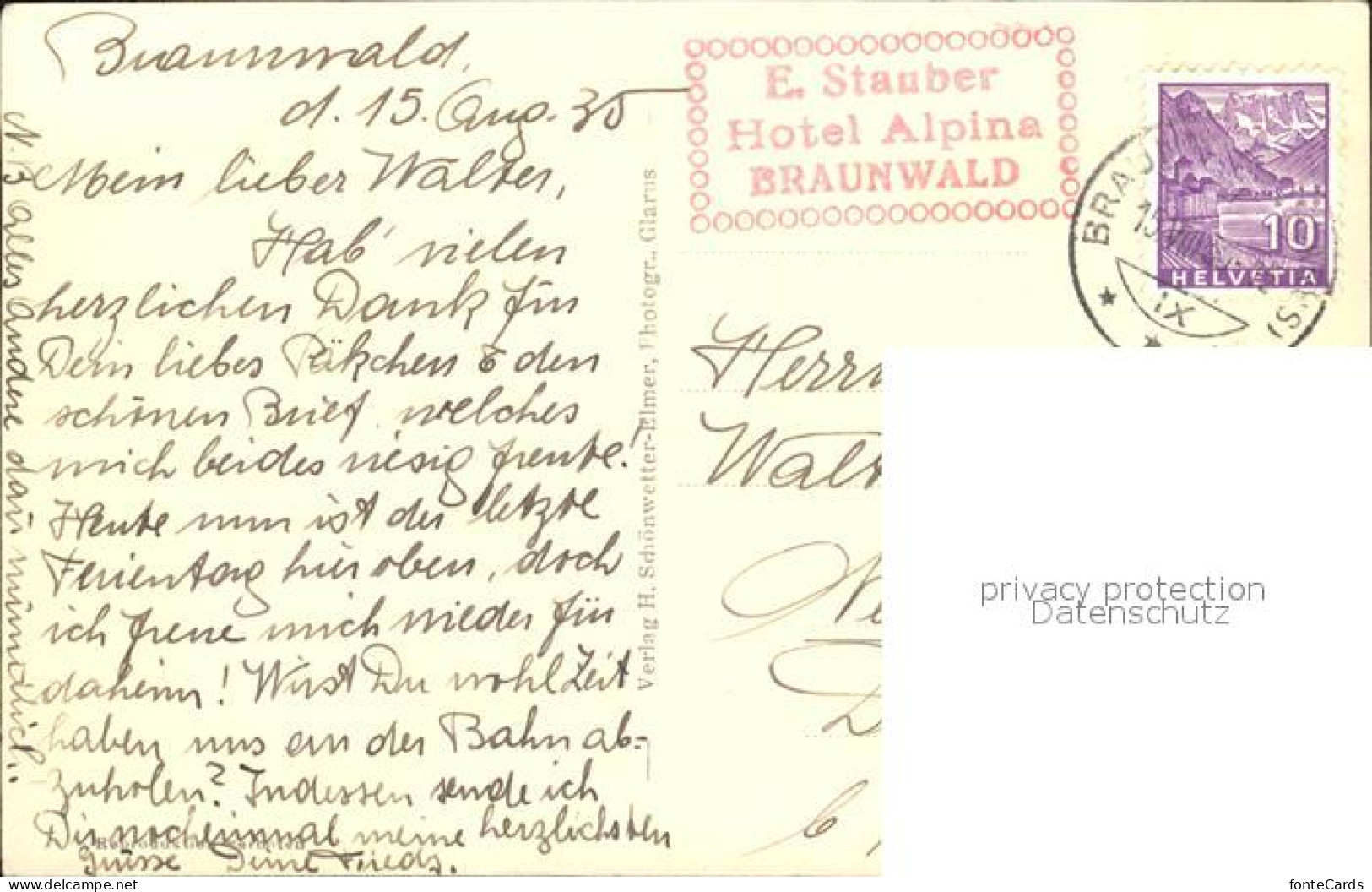 12513279 Braunwald GL Kirchli Mit Ortstock Braunwald - Sonstige & Ohne Zuordnung