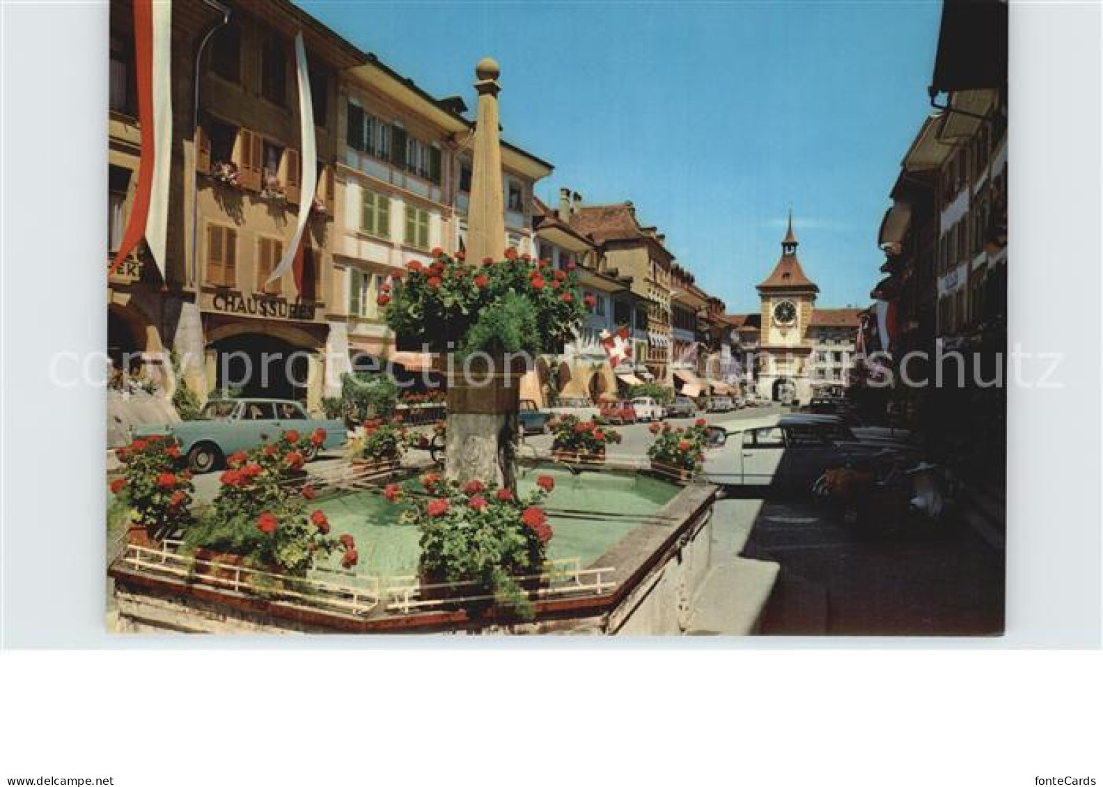 12502619 Murten Morat Ortspartie Mit Brunnen Murten - Sonstige & Ohne Zuordnung