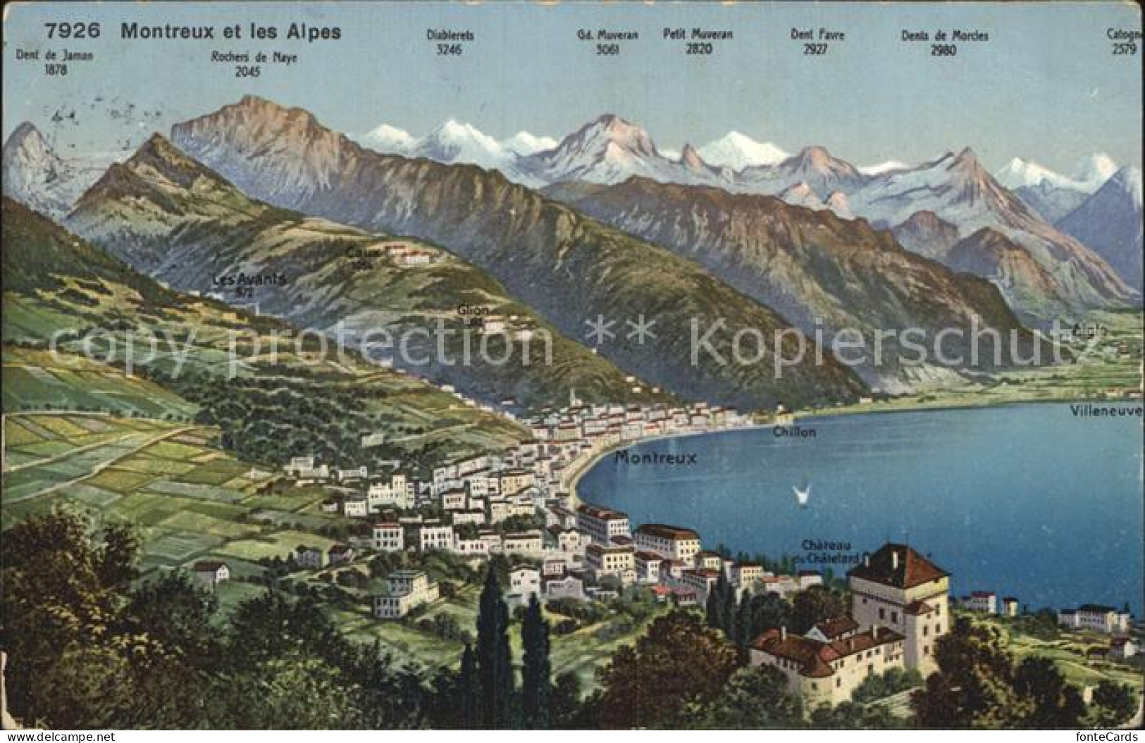 12473749 Montreux VD Kartenuebersicht Mit Den Alpen Montreux - Autres & Non Classés