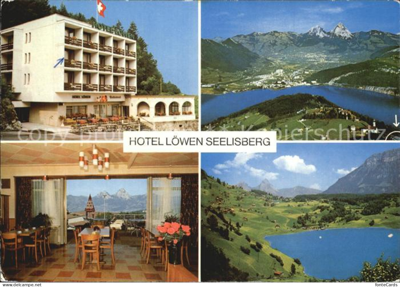 12469789 Seelisberg UR Hotel Loewen Gastraum Fliegeraufnahme Seelisberg - Sonstige & Ohne Zuordnung