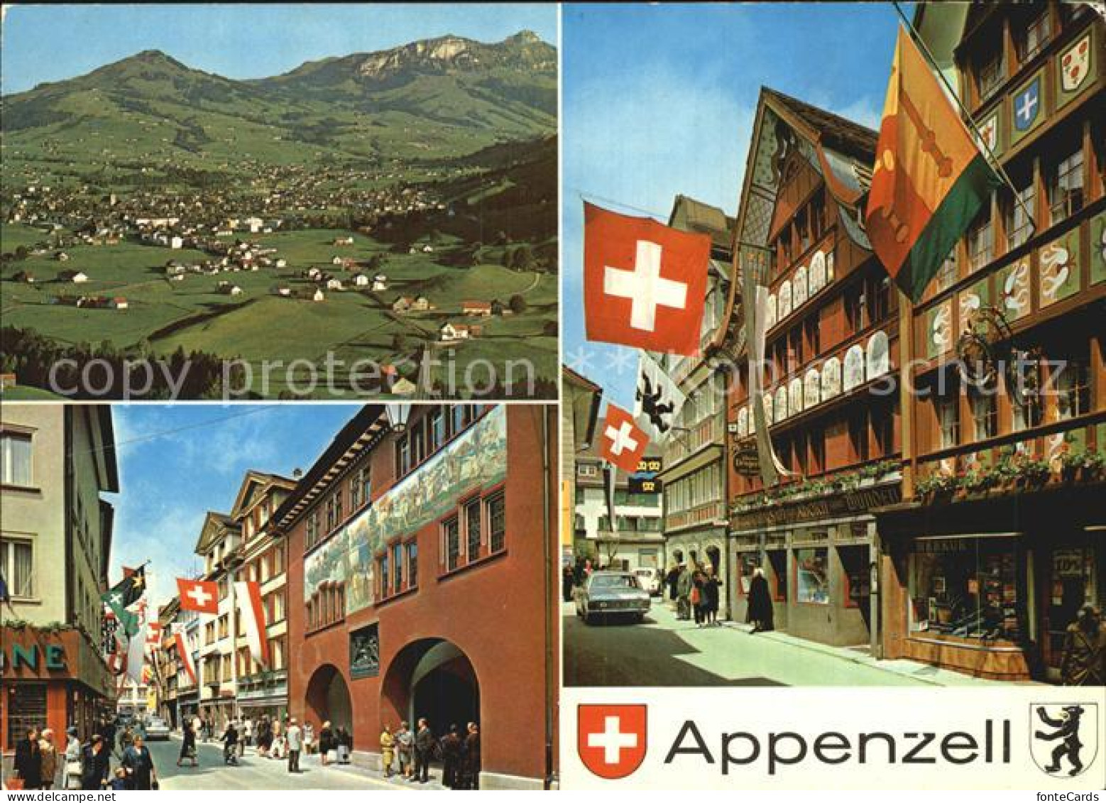12467159 Appenzell IR Fliegeraufnahme Ladengeschaefte Innenstadt Flaggen Appenze - Other & Unclassified