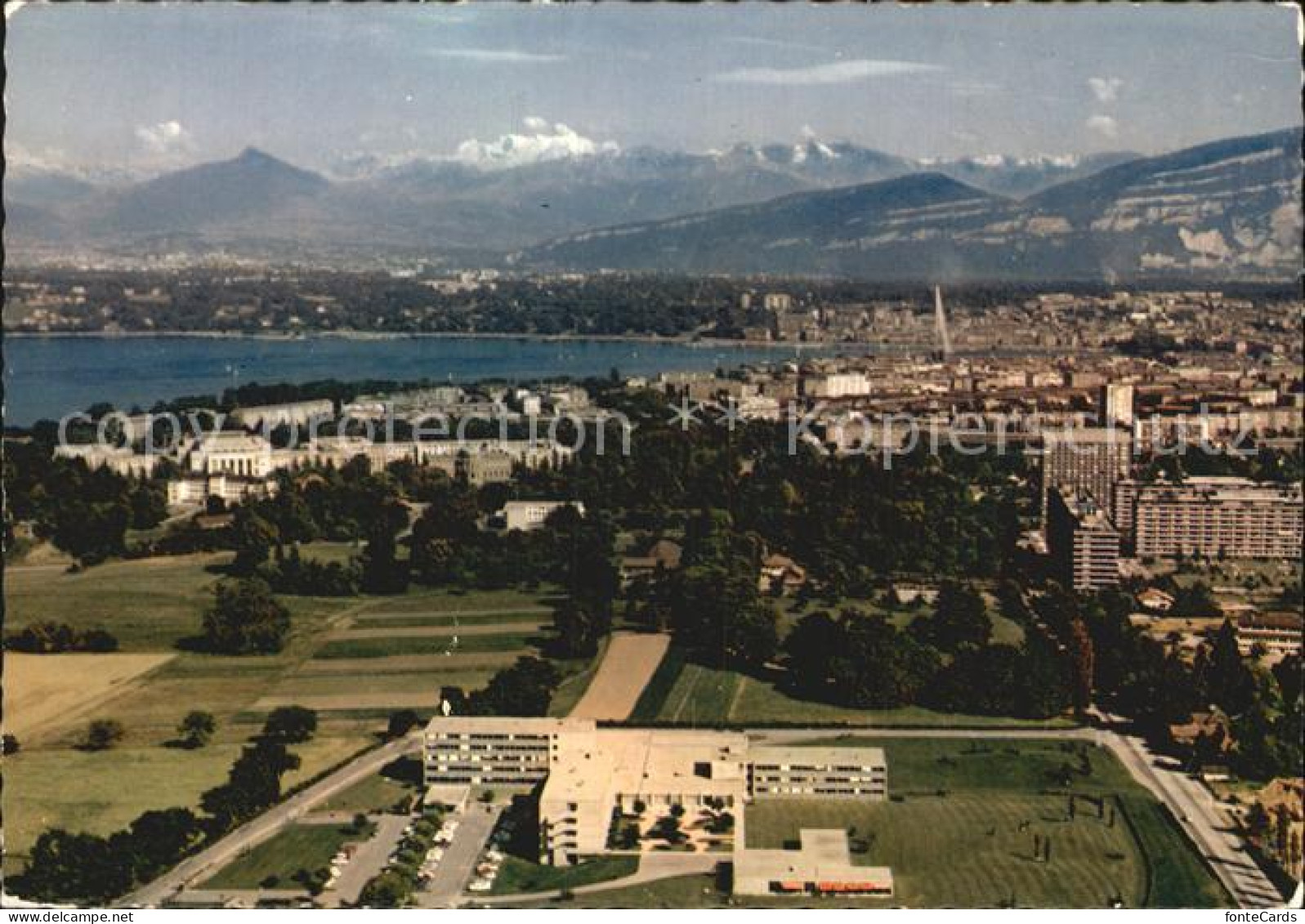 12467129 Genf GE Oekumenisches Zentrum Genfer See Blick Zum Mont Blanc Fliegerau - Andere & Zonder Classificatie