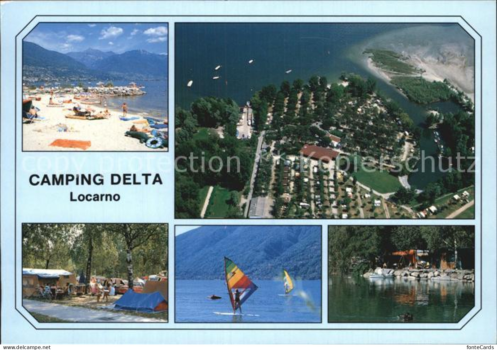 12466379 Locarno TI Camping Delta Strand Surfer Fliegeraufnahme  - Sonstige & Ohne Zuordnung