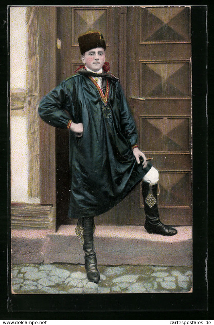 AK Hesse In Tracht In Männlicher Pose  - Costumes