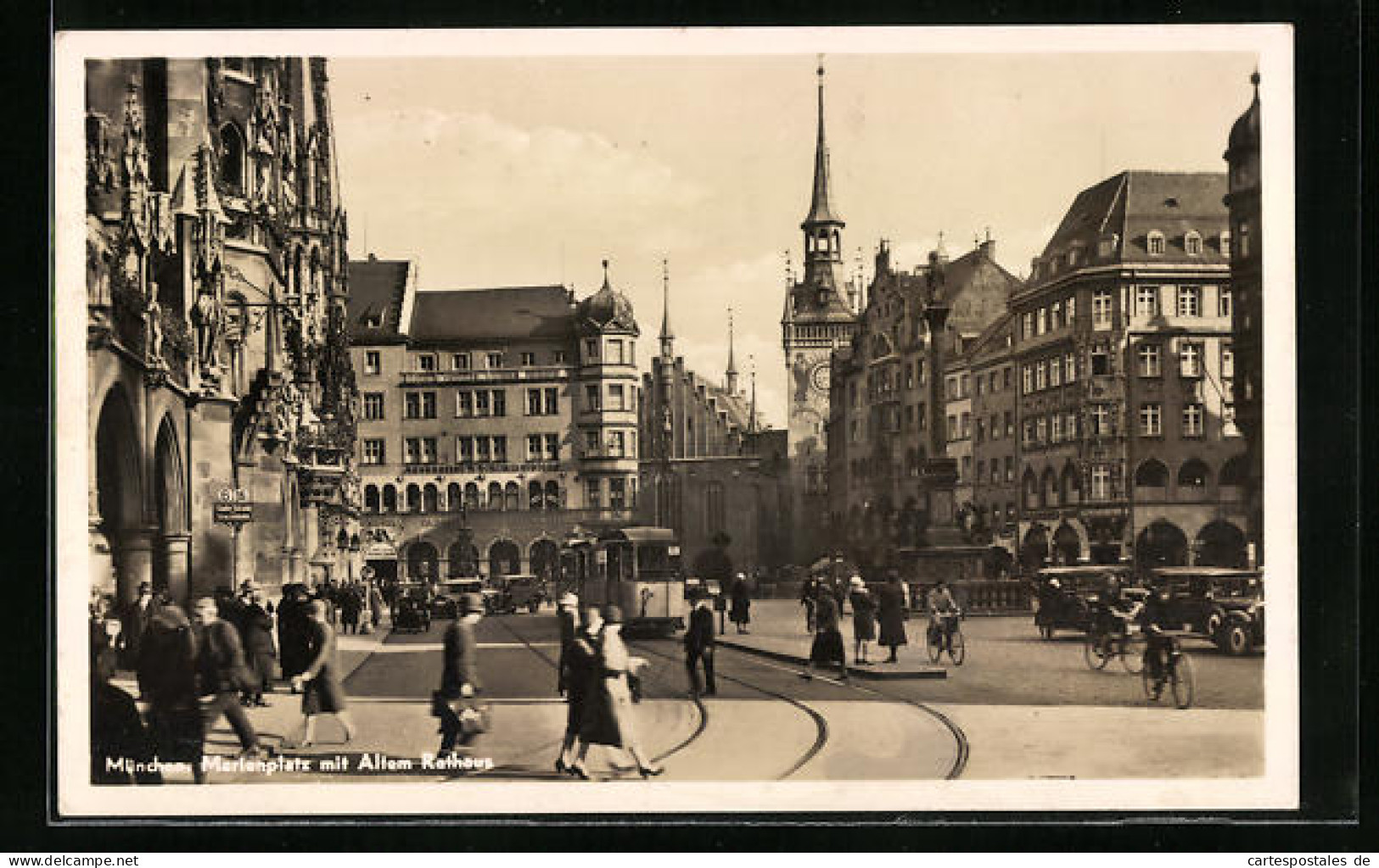 AK München, Marienplatz Mit Altem Rathaus Und Strassenbahn  - Tramways