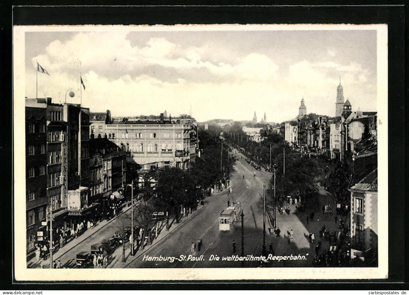 AK Hamburg-St.Pauli, Reeperbahn Mit Strassenbahn  - Tramways