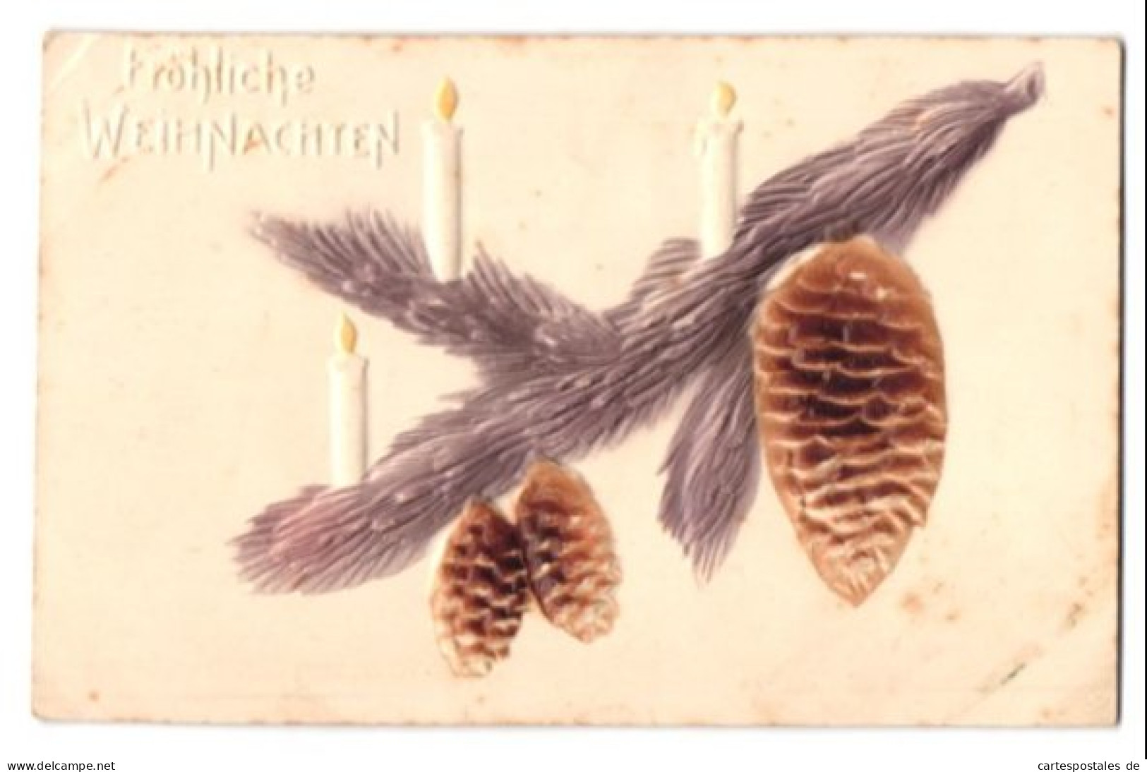 Präge-Airbrush-AK Weihnachtsgruss Mit Kerzen Am Baum  - Autres & Non Classés