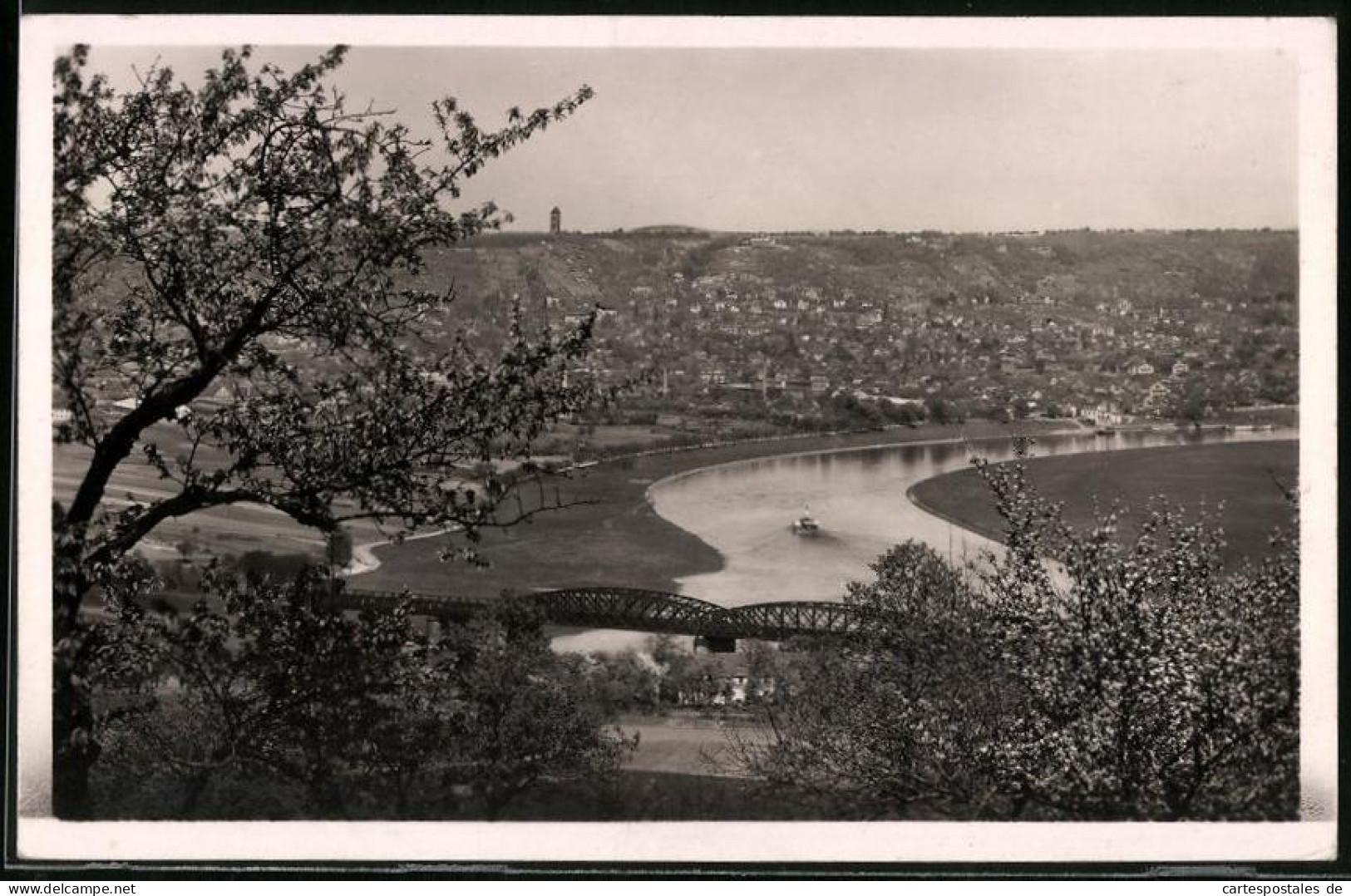 Fotografie Brück & Sohn Meissen, Ansicht Kötzschenbroda, Blick über Die Eisenbahnbrücke Auf Die Stadt Mit Lössnit  - Plaatsen