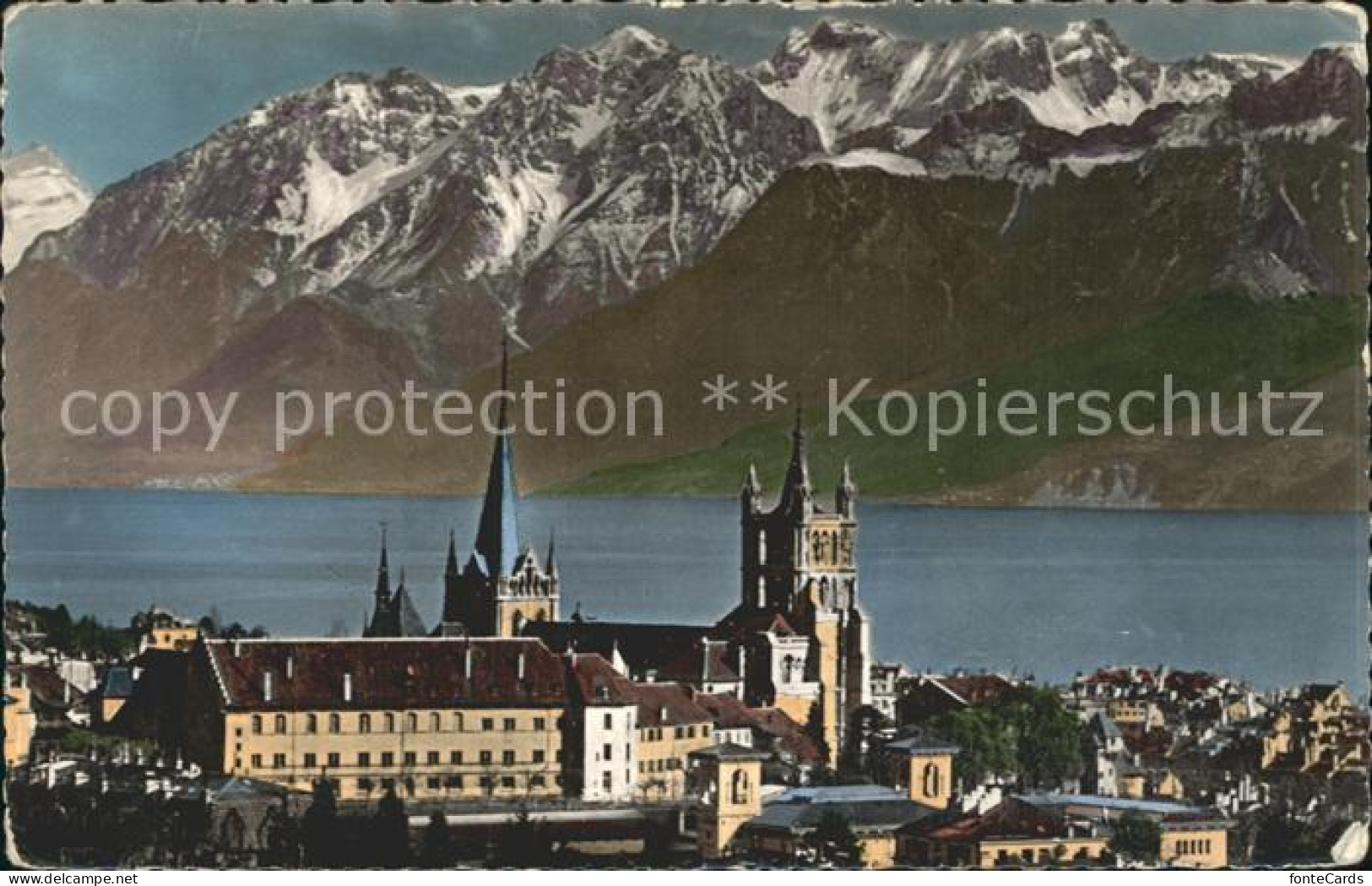 12394419 Lausanne VD Cathedrale Et Les Alpes Lac Leman Genfersee Alpen Lausanne - Sonstige & Ohne Zuordnung