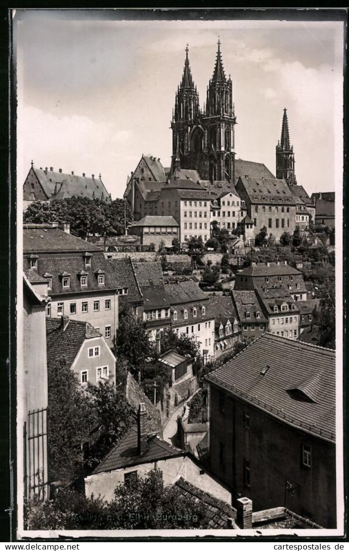 Fotografie Brück & Sohn Meissen, Ansicht Meissen I. Sa., Ortspartie Mit Blick Zum Burgberg Samt Dom  - Orte