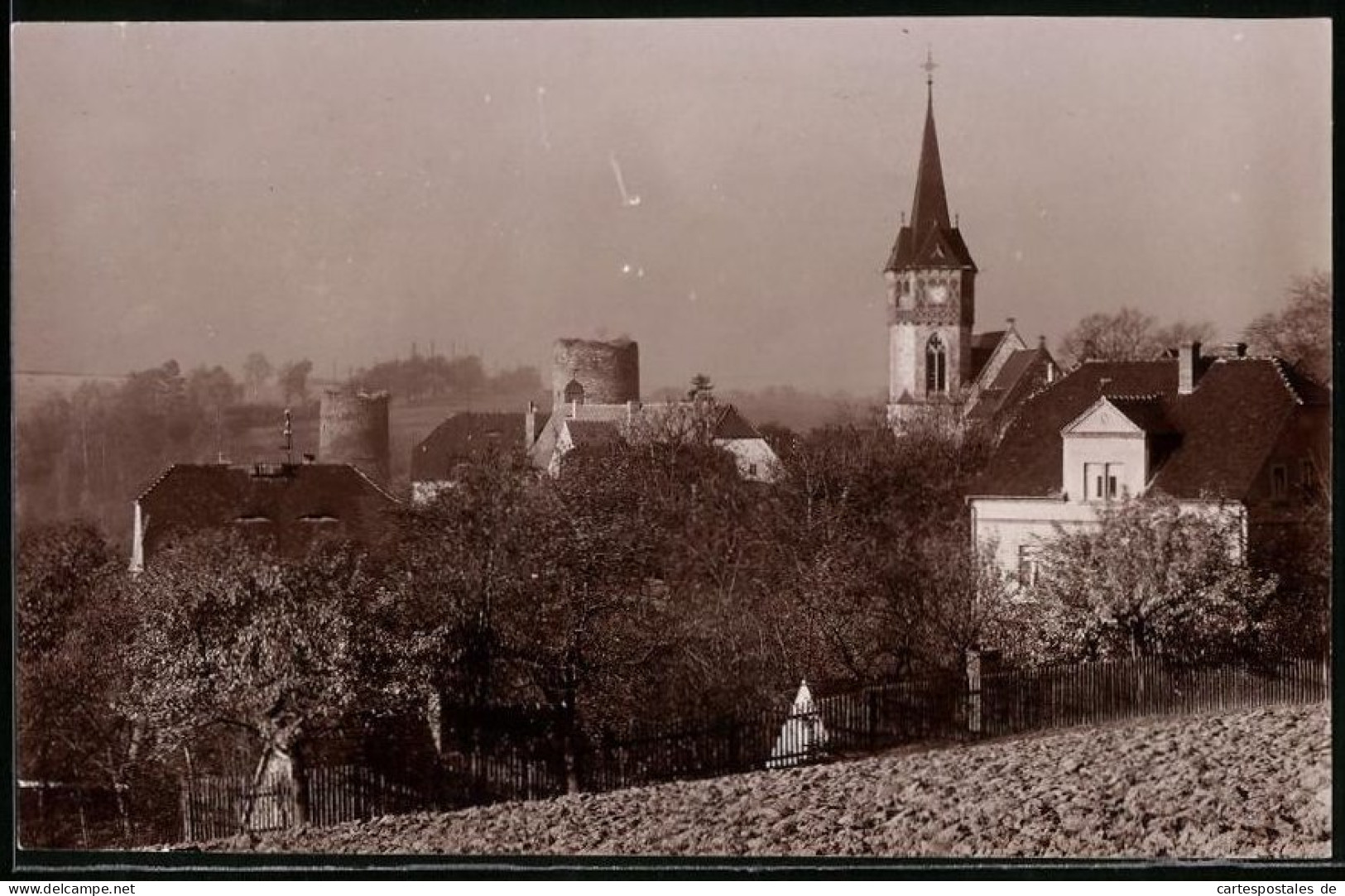 Fotografie Brück & Sohn Meissen, Ansicht Kohren, Blick Auf Die Kirche Und Ruine  - Lieux