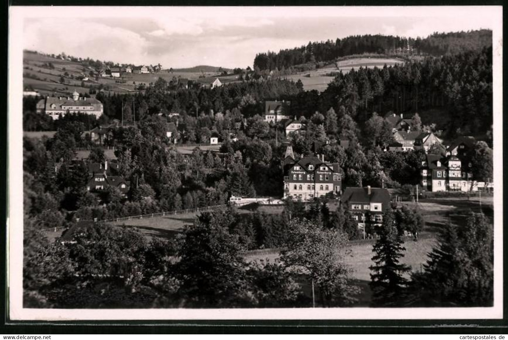 Fotografie Brück & Sohn Meissen, Ansicht Bärenfels I. Erzg., Blick In Den Ort Mit Hotel Felsenburg  - Orte