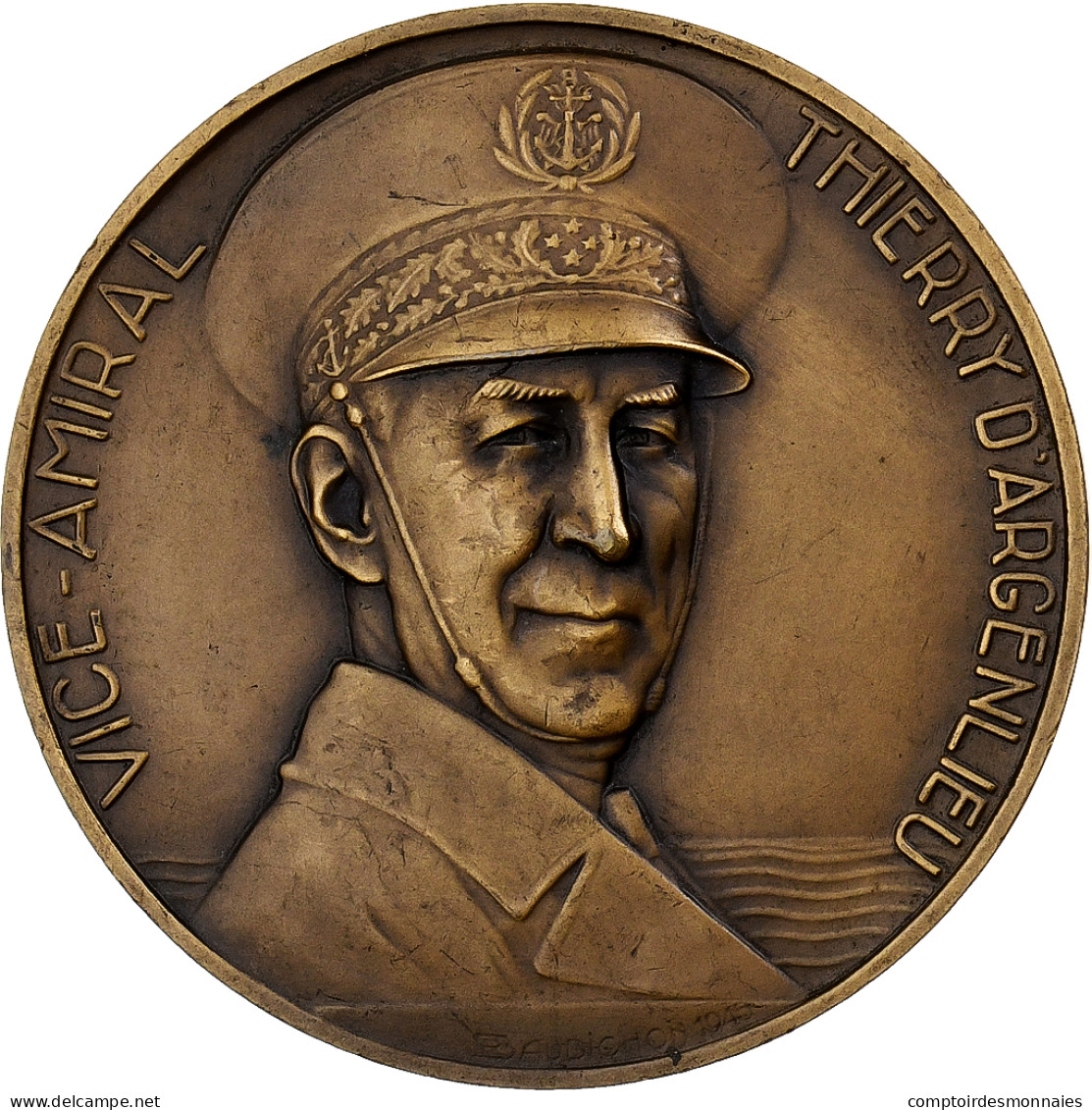 France, Médaille, Vice-Amiral Thierry D'Argenlieu, 1945, Bronze, Baudichon - Other & Unclassified