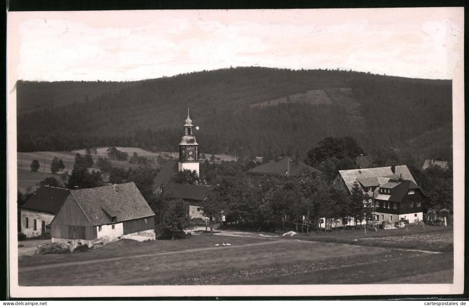 Fotografie Brück & Sohn Meissen, Ansicht Schellerhau I. Erzg., Blick In Den Ort Mit Der Kirche  - Places