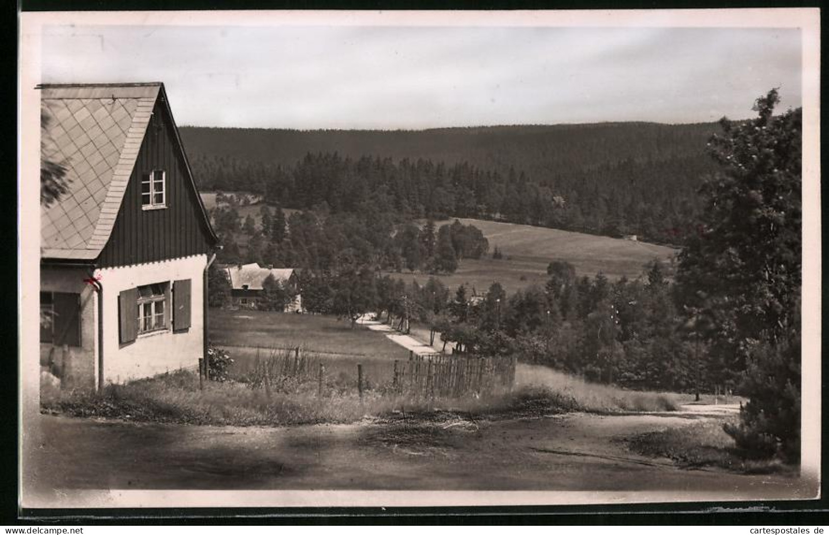 Fotografie Brück & Sohn Meissen, Ansicht Schellerhau I., Erzg., Partie Im Ort An Einem Wohnhaus  - Orte