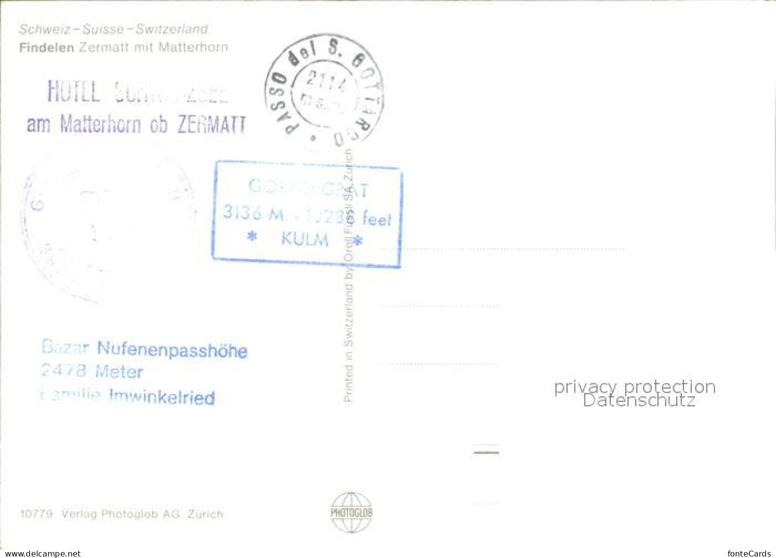 12365979 Zermatt VS Findelen Mit Matterhorn Walliser Alpen Wappen  - Other & Unclassified