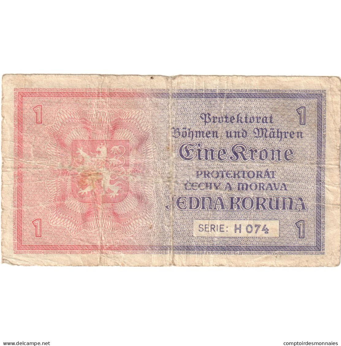 Bohême & Moravie, 1 Koruna, TB+ - Tchécoslovaquie