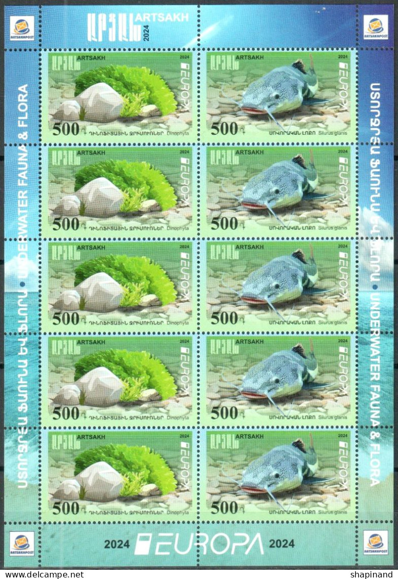 Artsakh 2024 "Europa" Underwater Flora And Fauna.sheetlet Quality:100% - Armenia