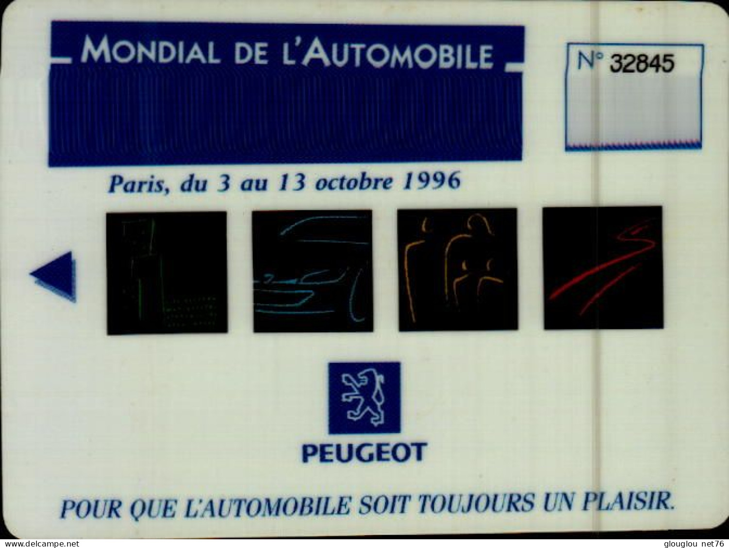 CARTE ..MONDIAL DE L'AUTOMOBILE...PARIS 1996... - Tarjetas De Fidelización Y De Regalo