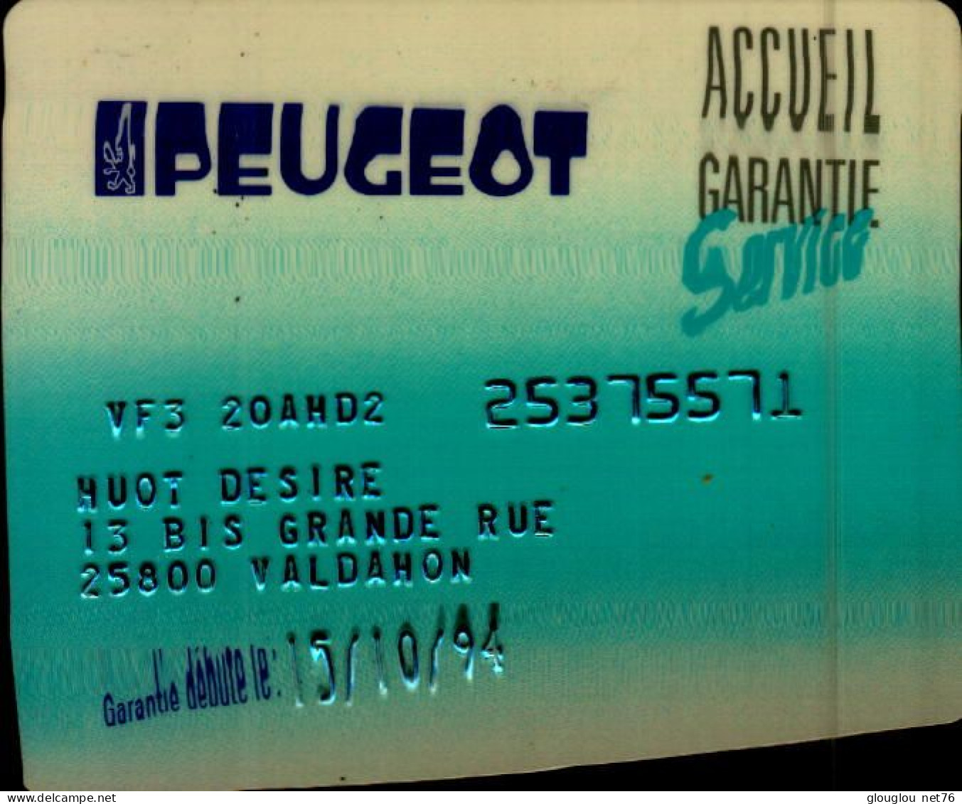 CARTE ..PEUGEOT..... - Cadeaubonnen En Spaarkaarten