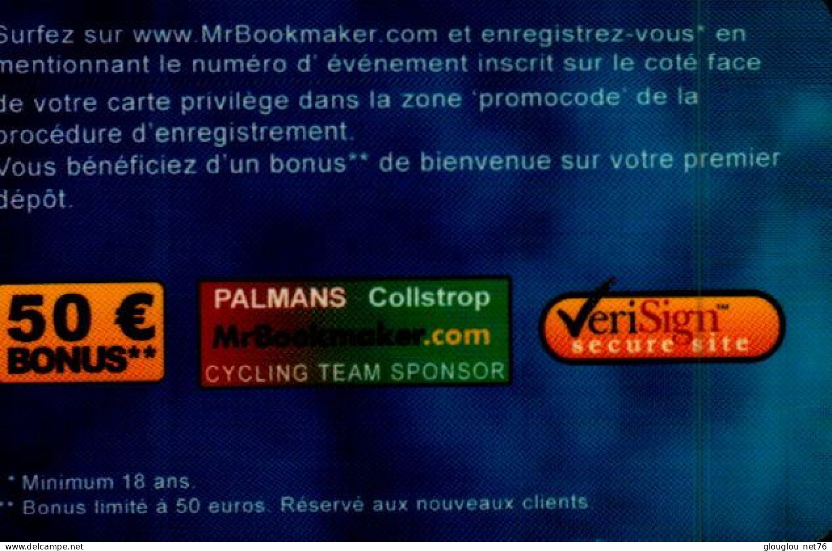 CARTE ..MrBOOKMAKER...PARIS SPORTIFS - Cadeaubonnen En Spaarkaarten