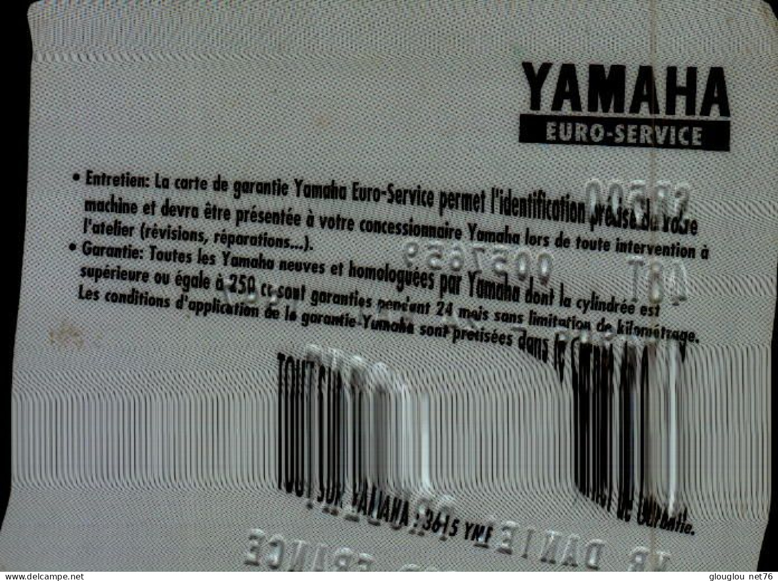 CARTE ..YAMAHA..EURO-SERVICE - Gift And Loyalty Cards
