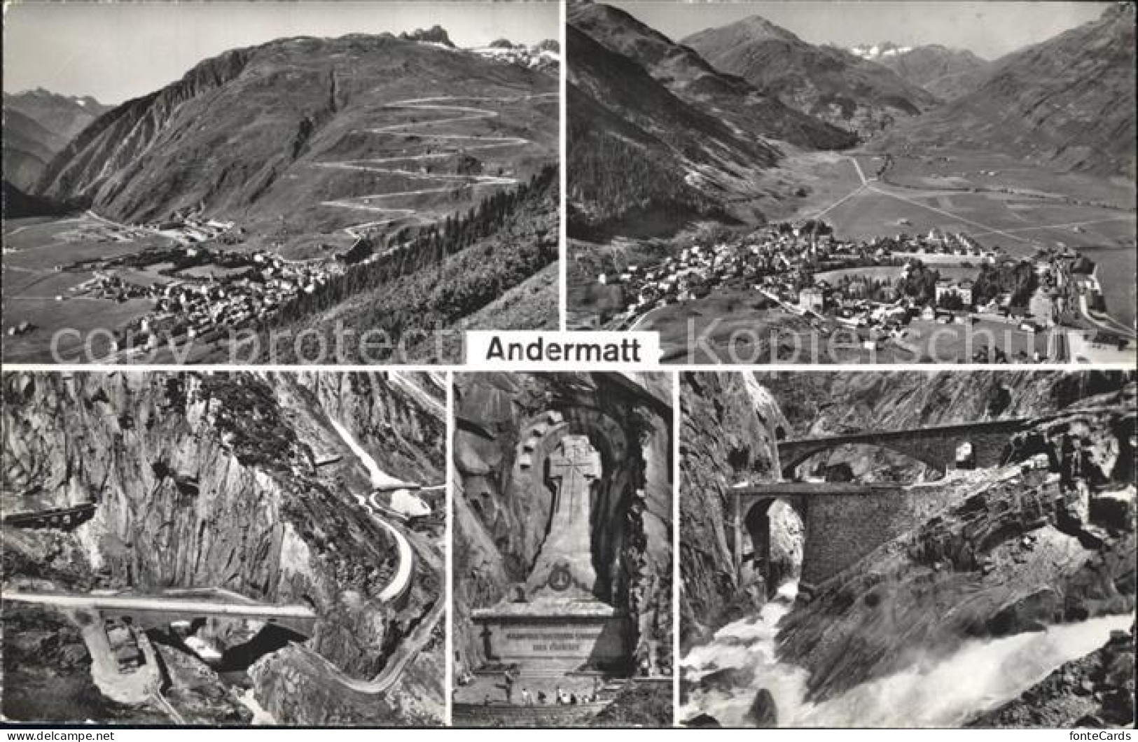 12335209 Andermatt Fliegeraufnahme Steinbruecke Wasserfall Andermatt - Andere & Zonder Classificatie