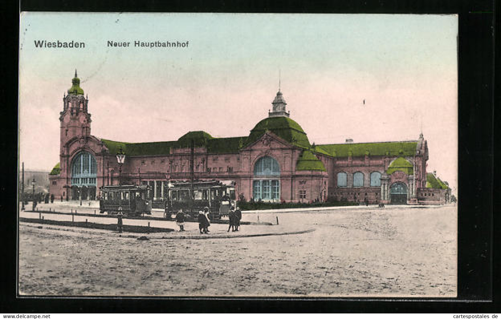 AK Wiesbaden, Neuer Hauptbahnhof, Strassenbahn  - Tramways