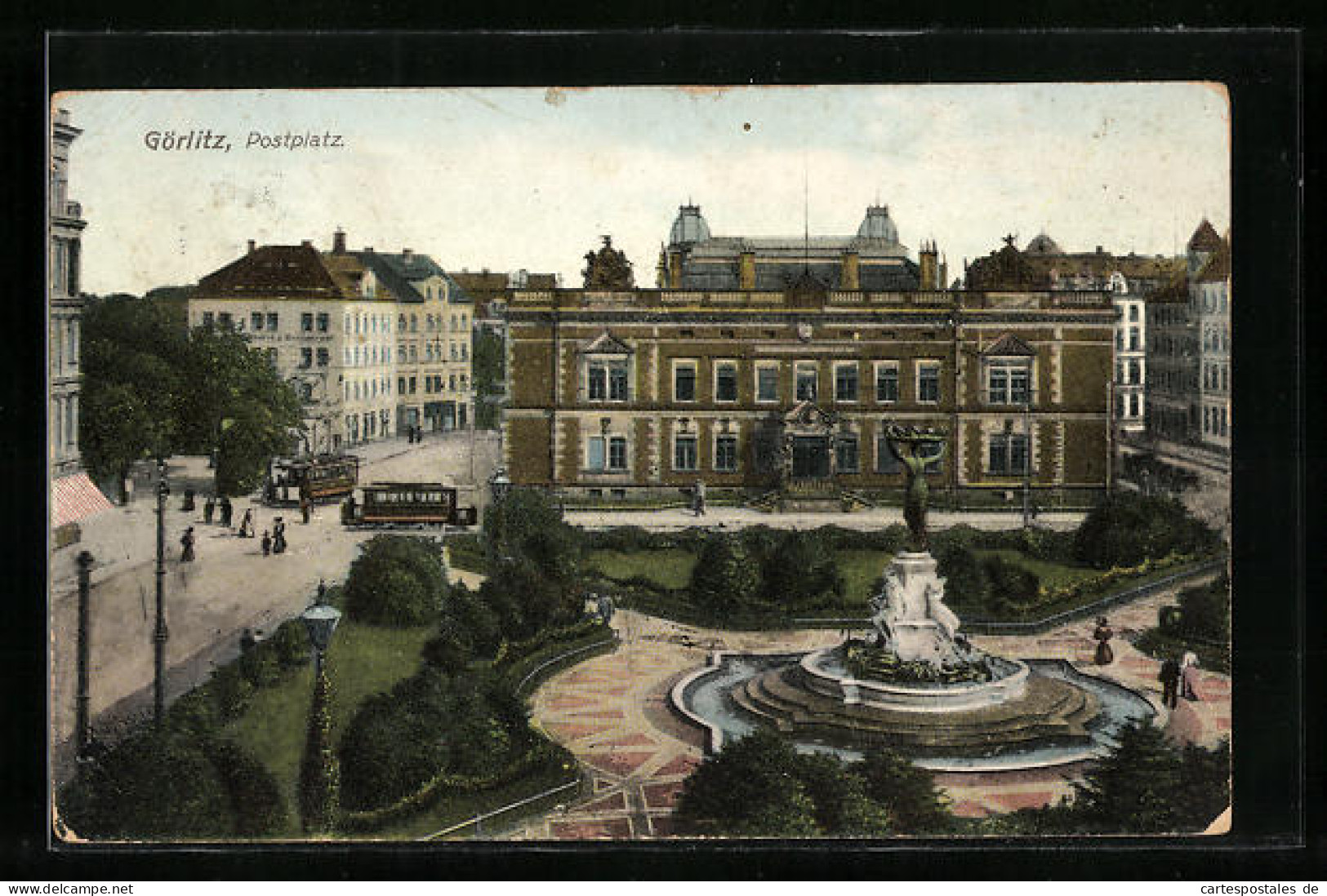 AK Görlitz, Strassenbahnen Am Postplatz  - Tramways