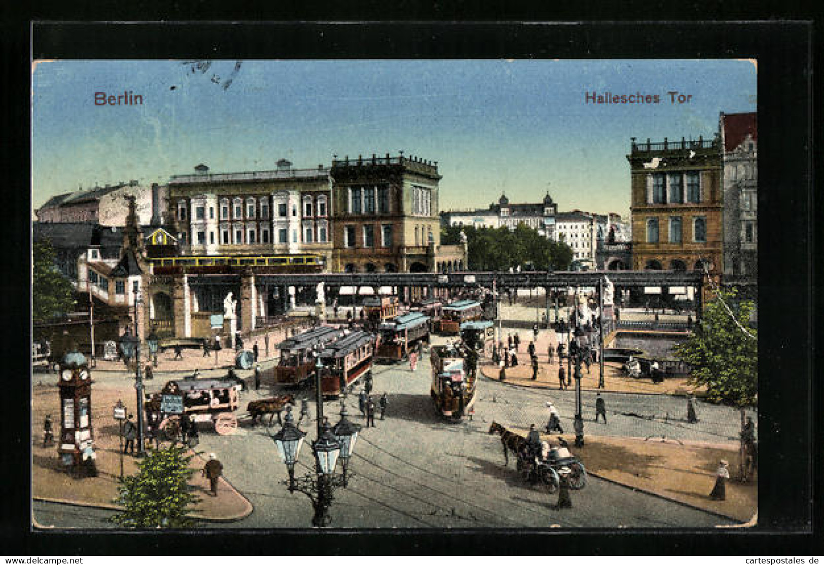 AK Berlin, Strassenbahnen Am U-Bahnhof Hallesches Tor  - Tramways