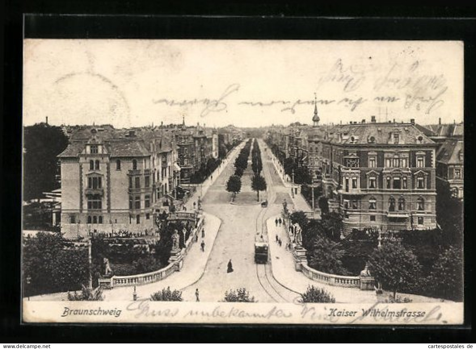 AK Braunschweig, Strassenbahn In Der Kaiser Wilhelmstrasse  - Tramways