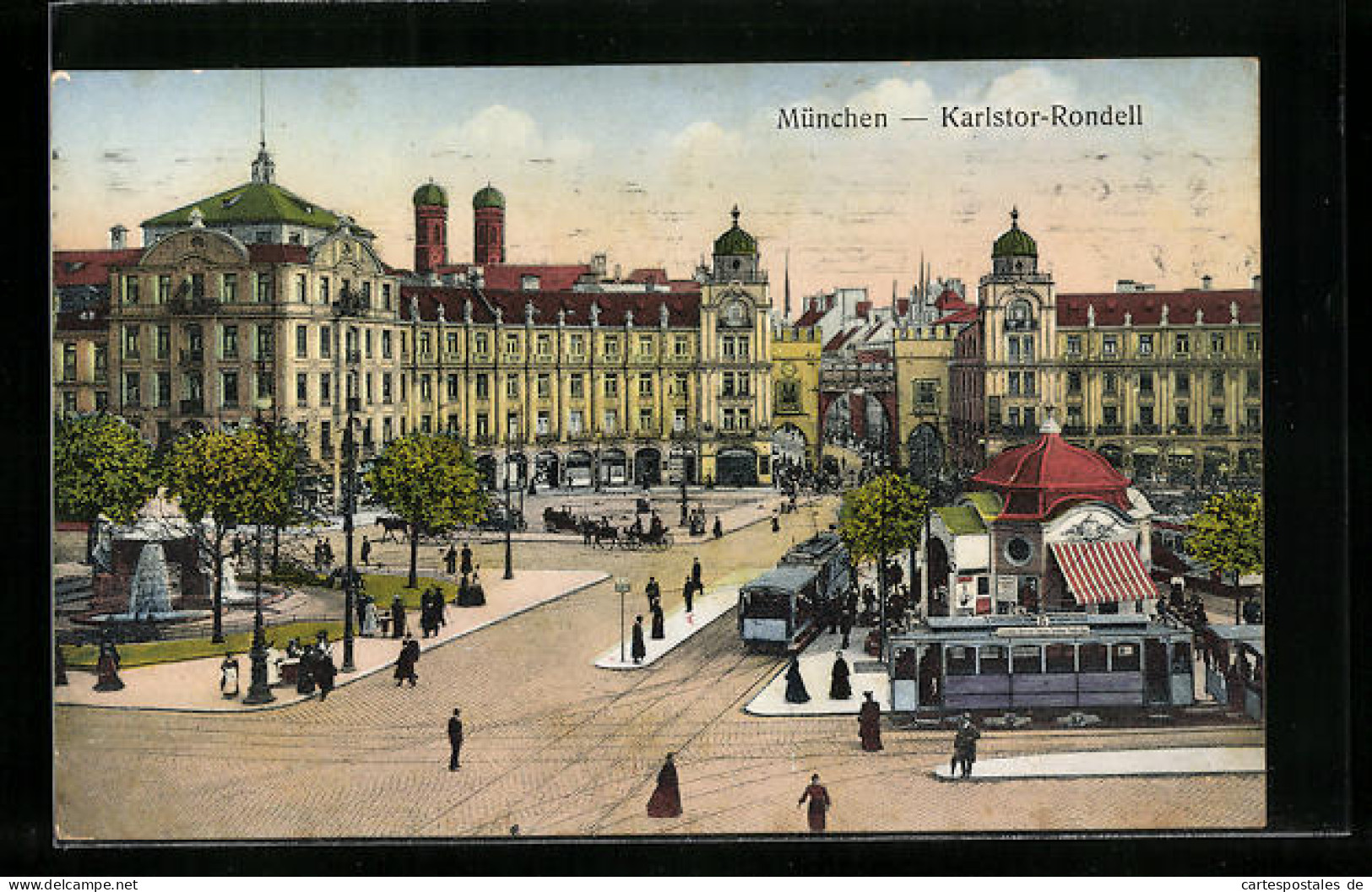 AK München, Strassenbahnen Am Karlstor-Rondell  - Tram