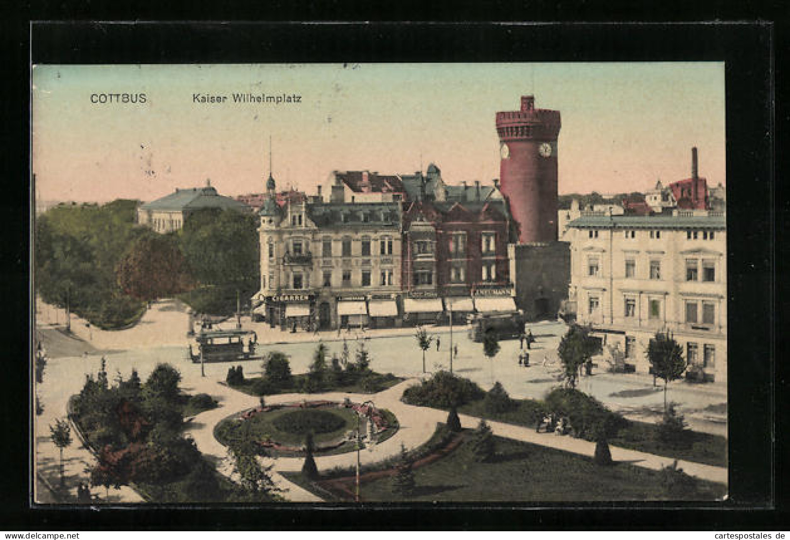 AK Cottbus, Kaiser Wilhelmplatz Mit Strassenbahn  - Tramways