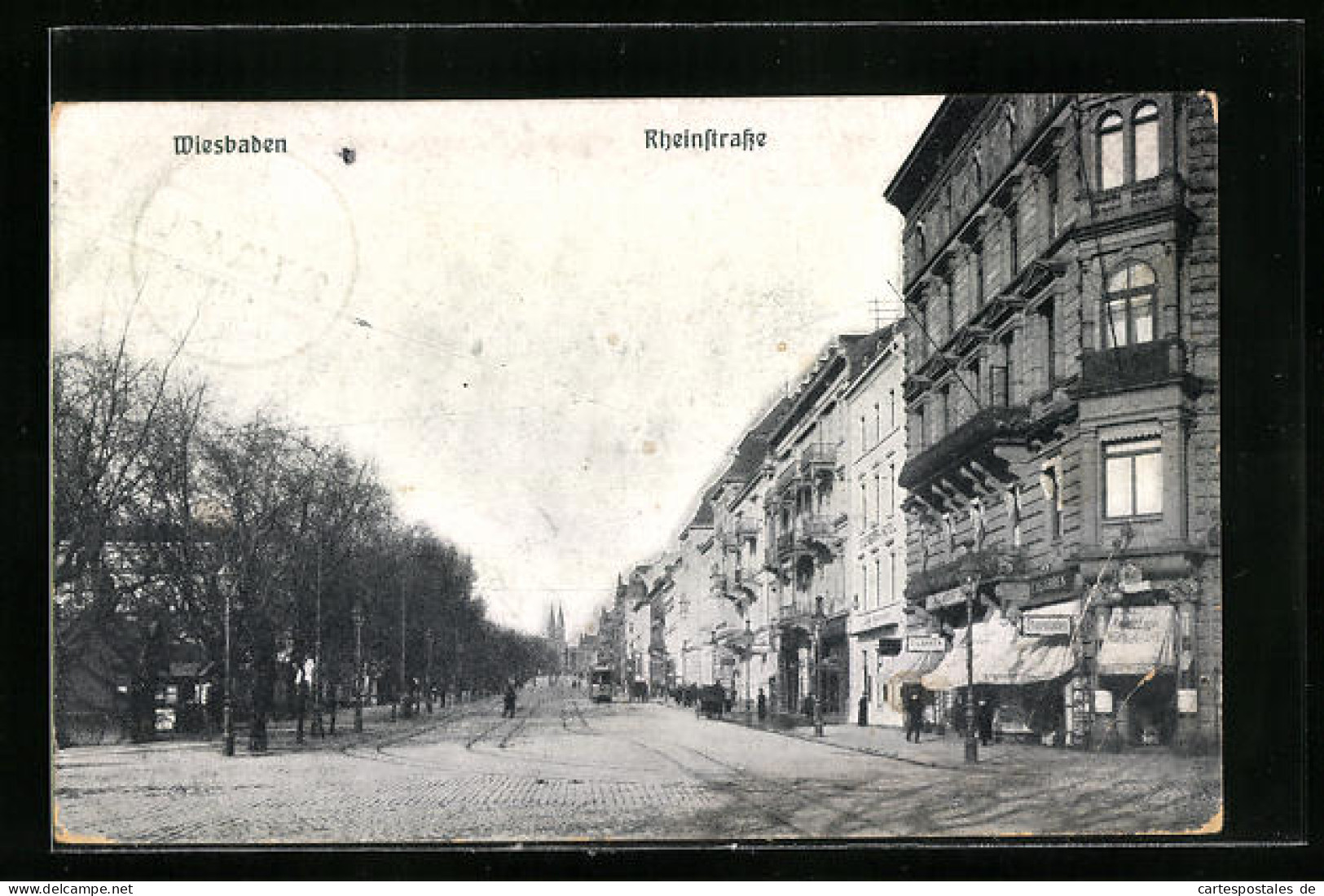 AK Wiesbaden, Rheinstrasse Mit Strassenbahn  - Tramways