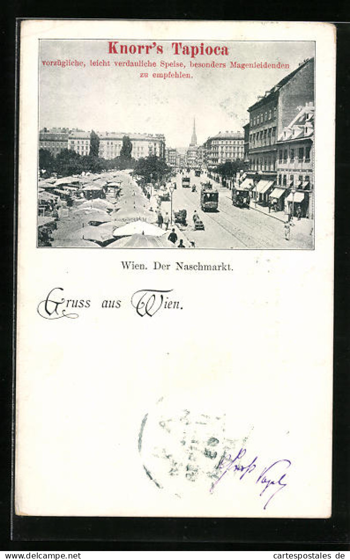 AK Wien, Der Naschmarkt Mit Strassenbahn  - Tramways