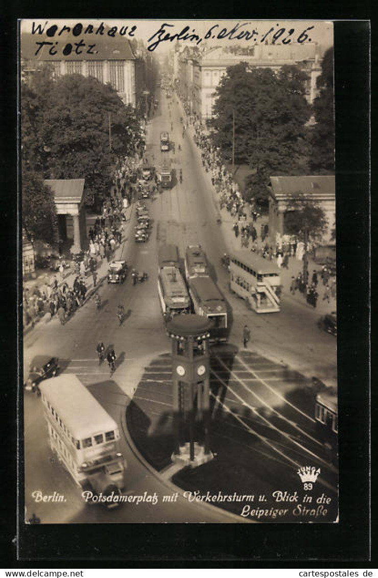 AK Berlin, Potsdamerplatz Mit Verkehrsturm Und Strassenbahn  - Tram