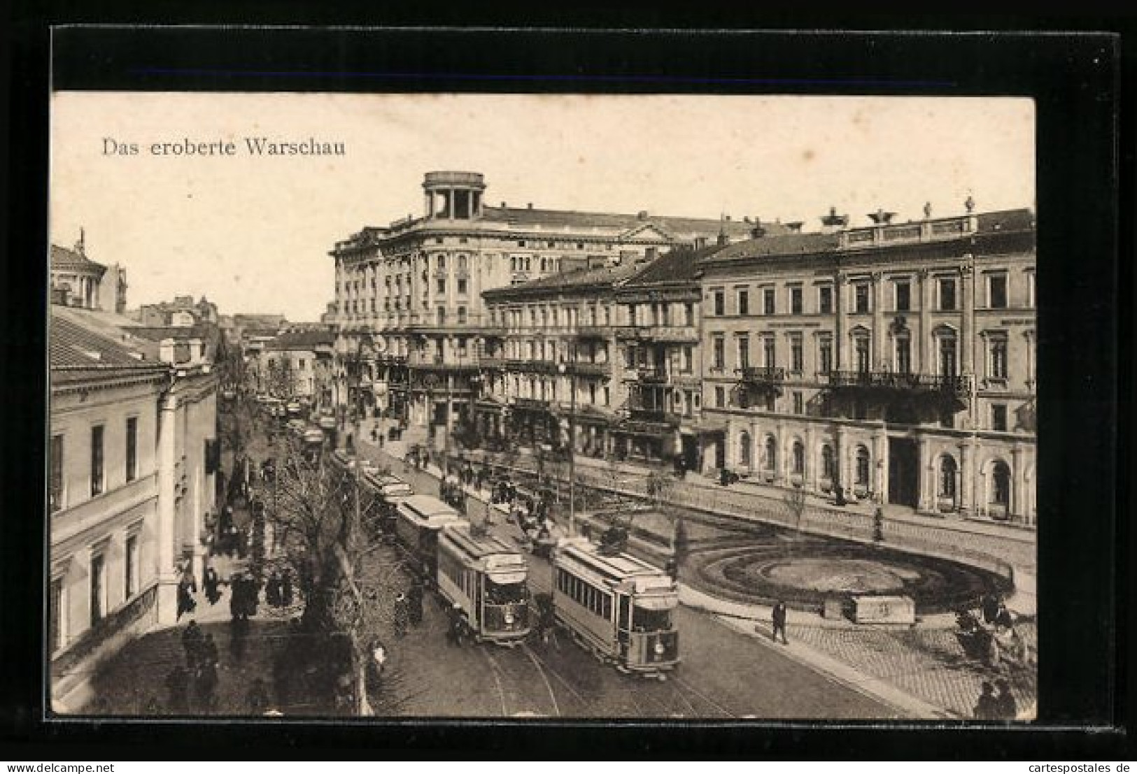 AK Warschau, Strassenpartie Mit Strassenbahn  - Tram