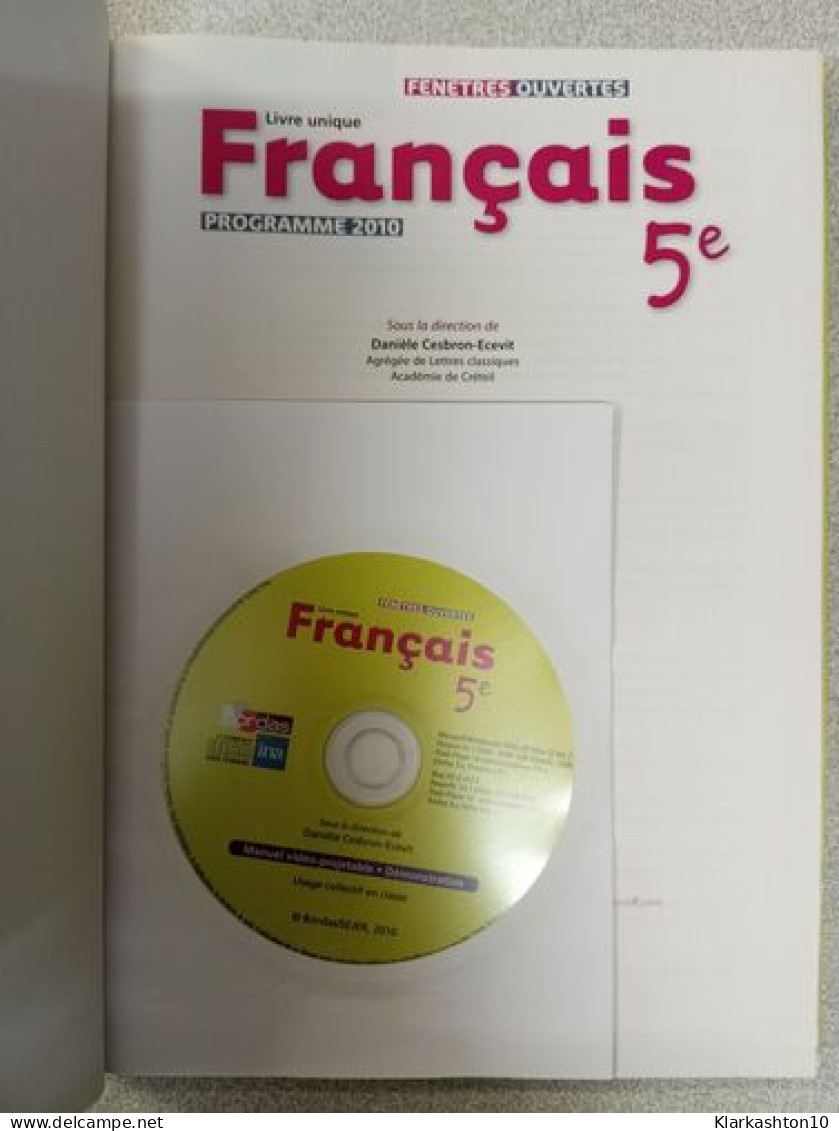 FENETRES OUVERTES 5E FRANCAIS 2010 MANUEL: Programmes 2010 - Andere & Zonder Classificatie