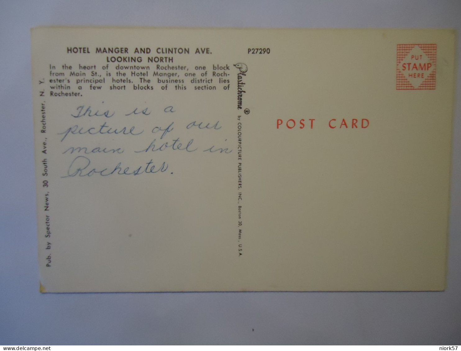 UNITED STATES   POSTCARDS  HOTEL MANGER - Sonstige & Ohne Zuordnung