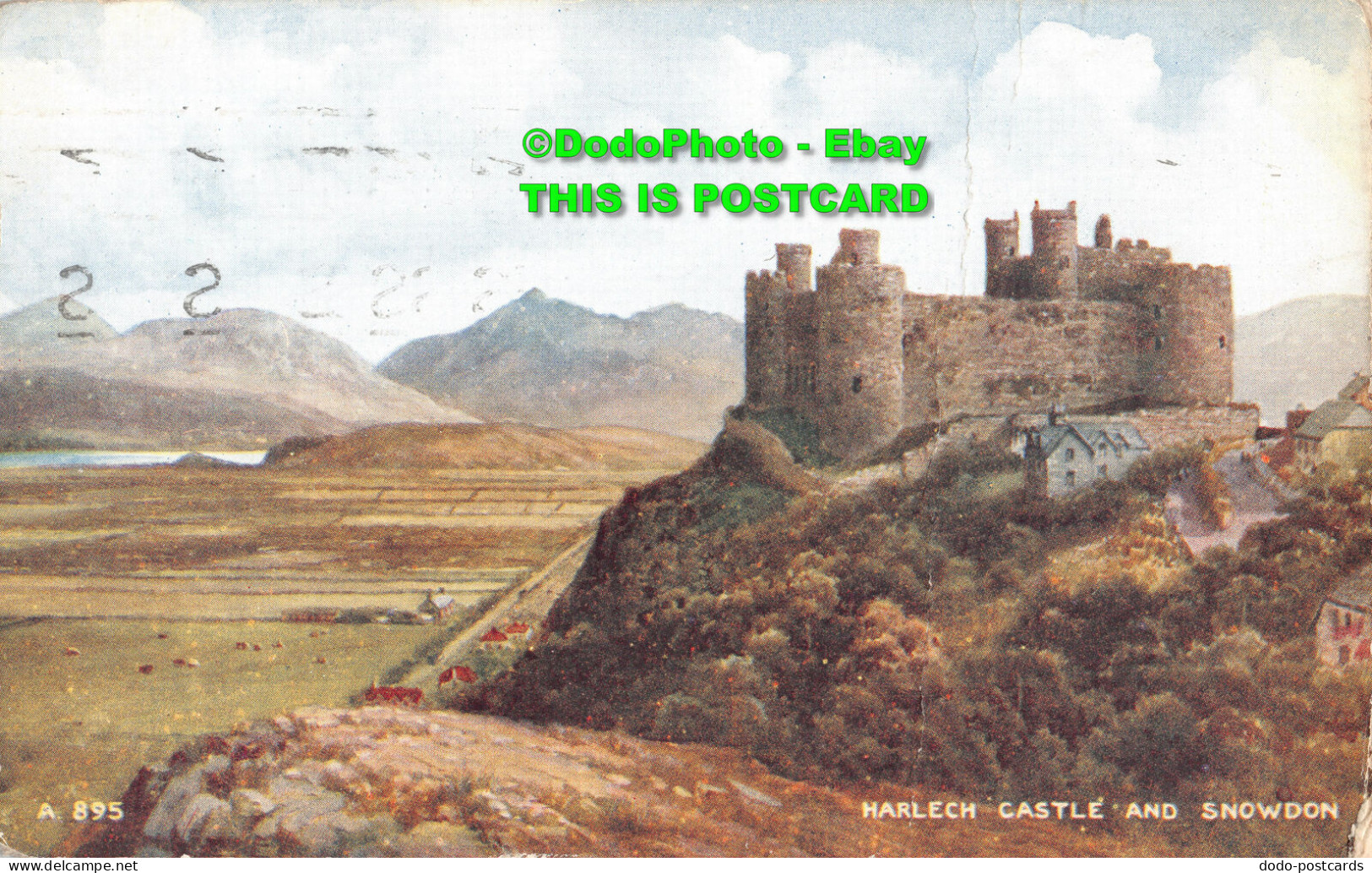 R414510 Harlech Castle And Snowdon. Valentine. Art Colour. Brian Gerald. 1949 - World