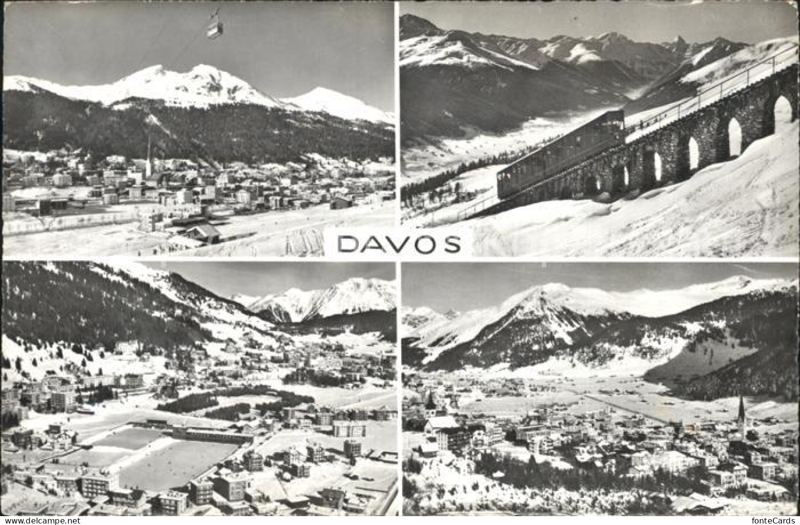 12295129 Davos GR Bergbahn Eisbahn  Fliegeraufnahme Davos Platz - Autres & Non Classés