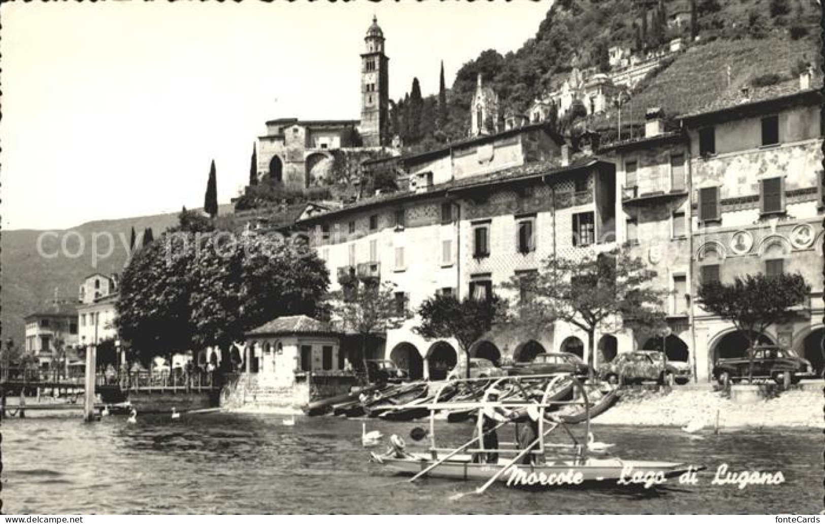 12278719 Morcote TI Lago Di Lugano Haeuserpartie Am Luganersee Kirche Morcote - Other & Unclassified