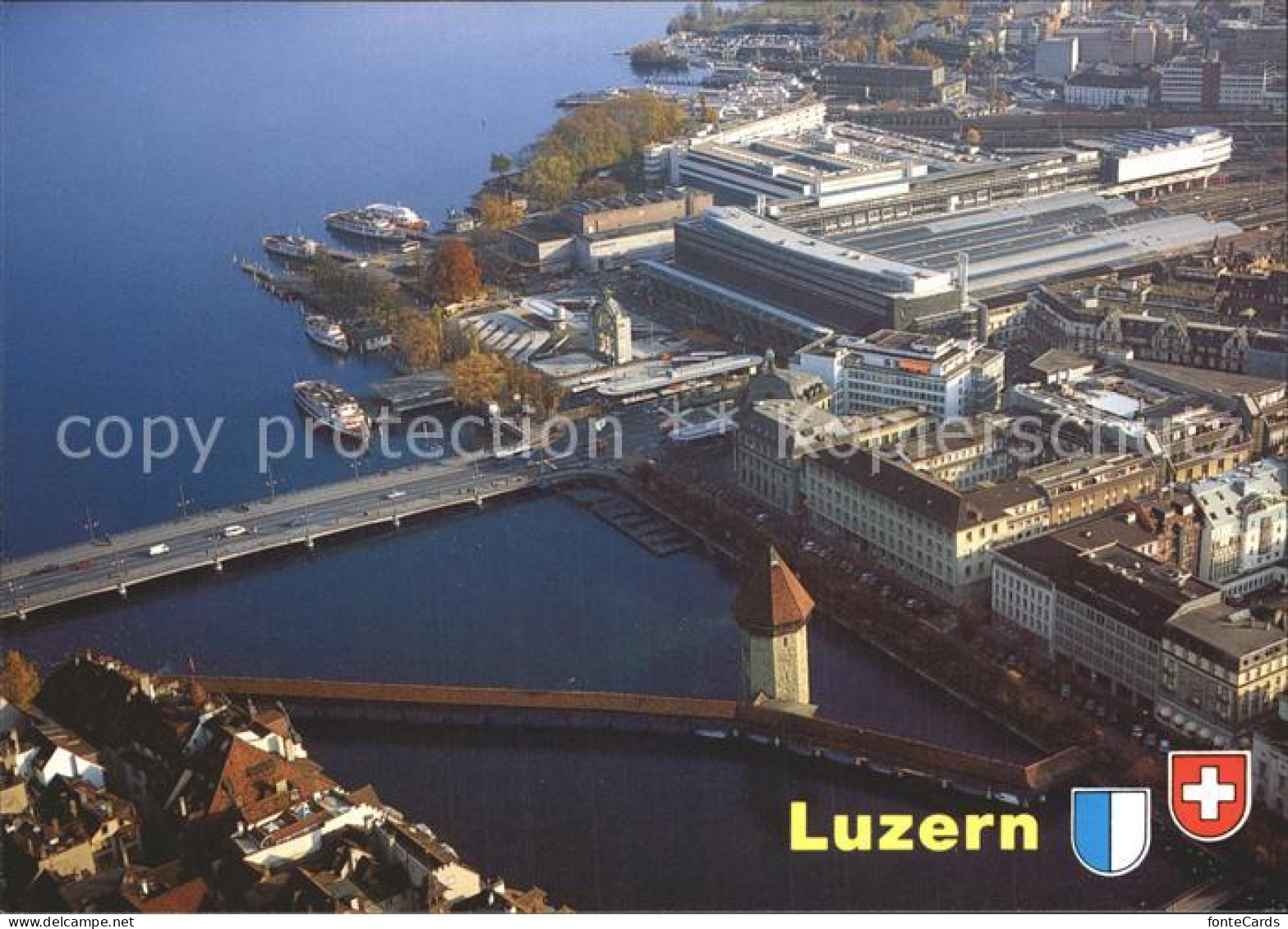 12263369 Luzern LU Bahnhofanlagen Fliegeraufnahme Luzern - Andere & Zonder Classificatie