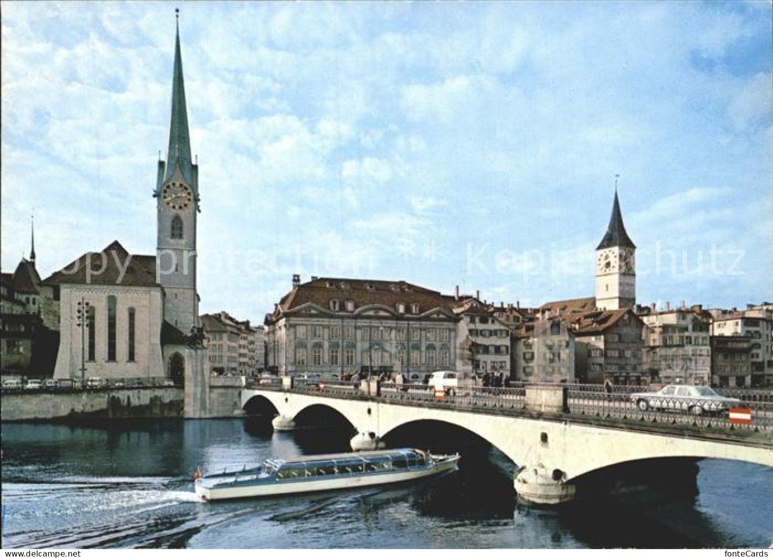 12263209 Zuerich Limmat Bruecke Fraumuenster St Peter Kirche Ausflugsboot Zueric - Autres & Non Classés