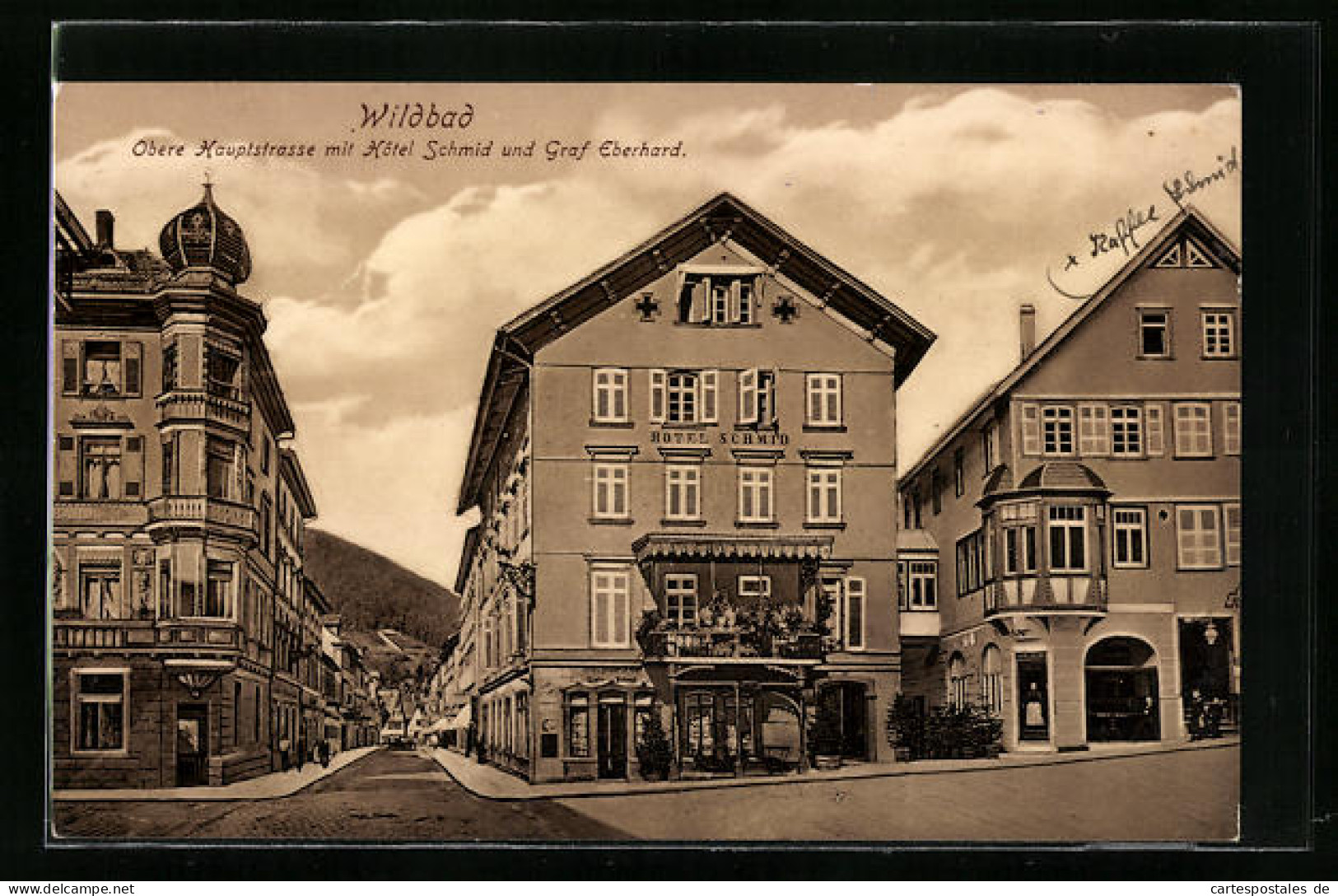 AK Wildbad, Obere Hauptstrasse Mit Hotel Schmid Und Graf Eberhard  - Other & Unclassified