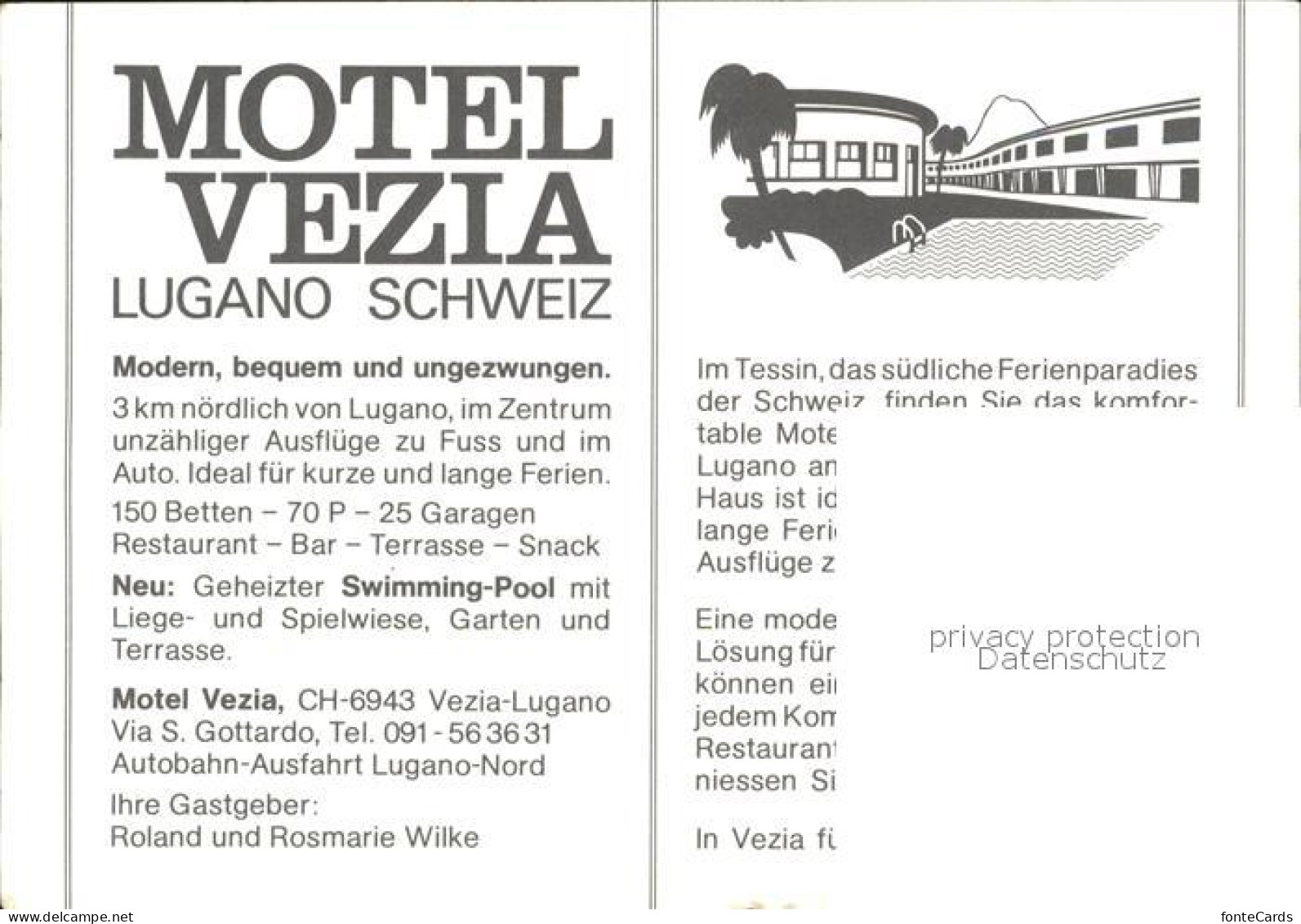 12261799 Lugano TI Motel Vezia Restaurant Swimming Pool Lugano TI - Sonstige & Ohne Zuordnung