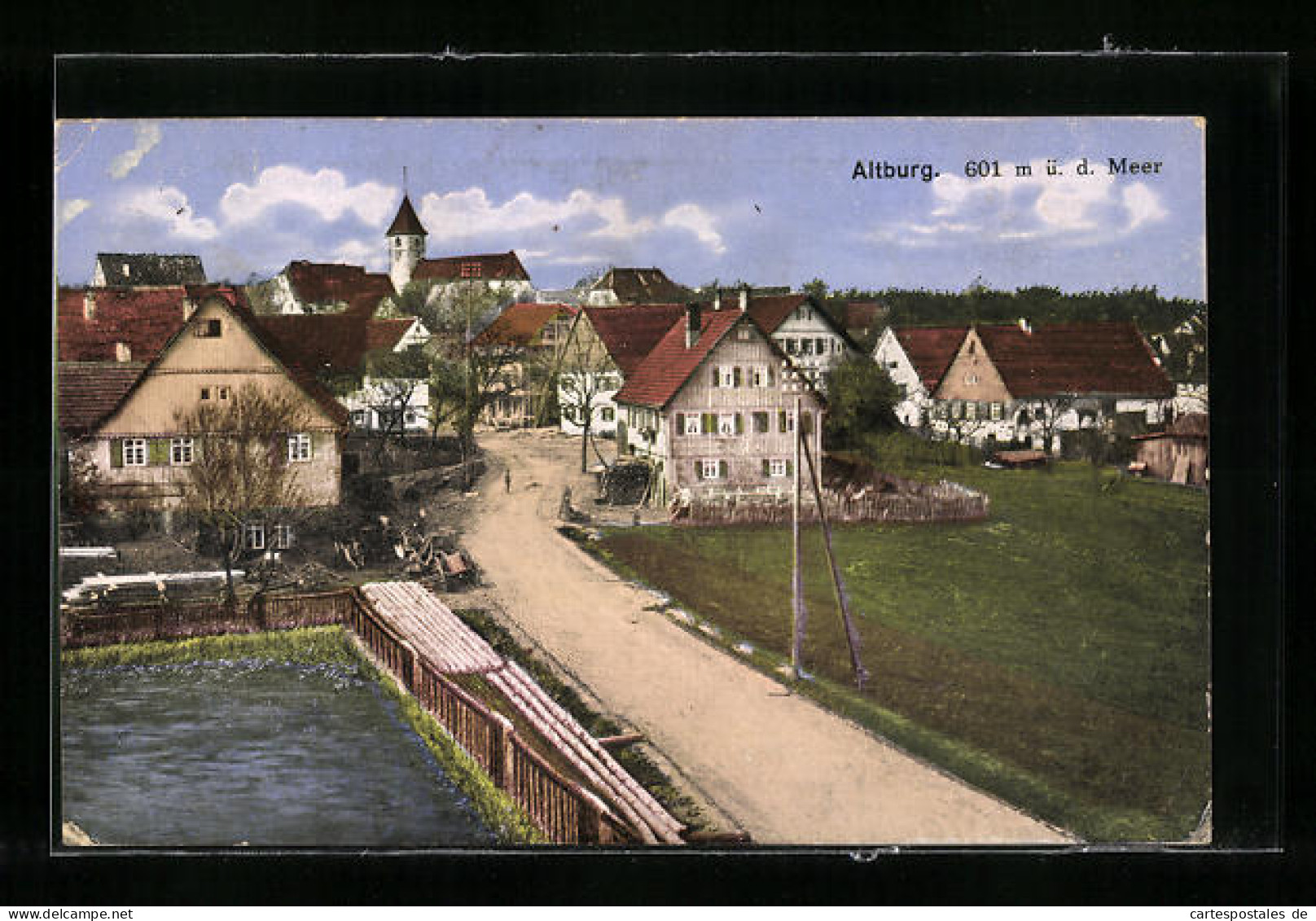 AK Altburg, Ortspartie Mit Kirche Und Strasse  - Other & Unclassified