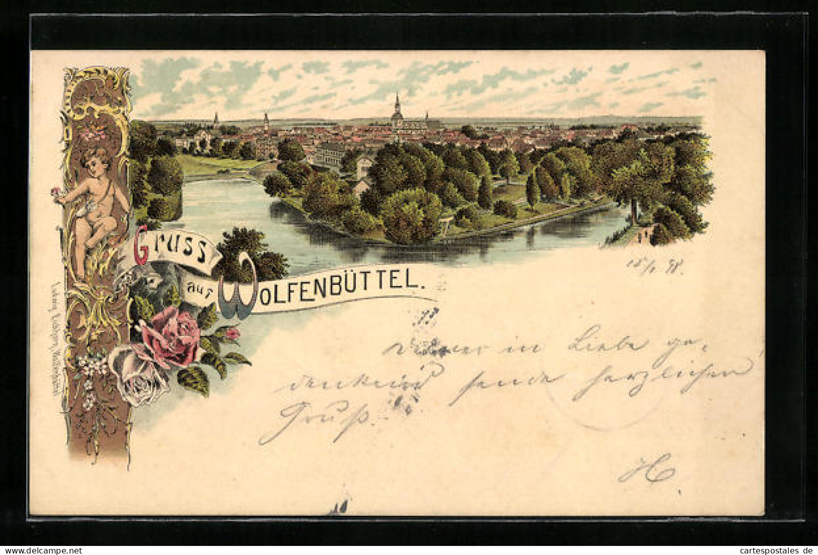 Lithographie Wolfenbüttel, Teilansicht  - Wolfenbuettel