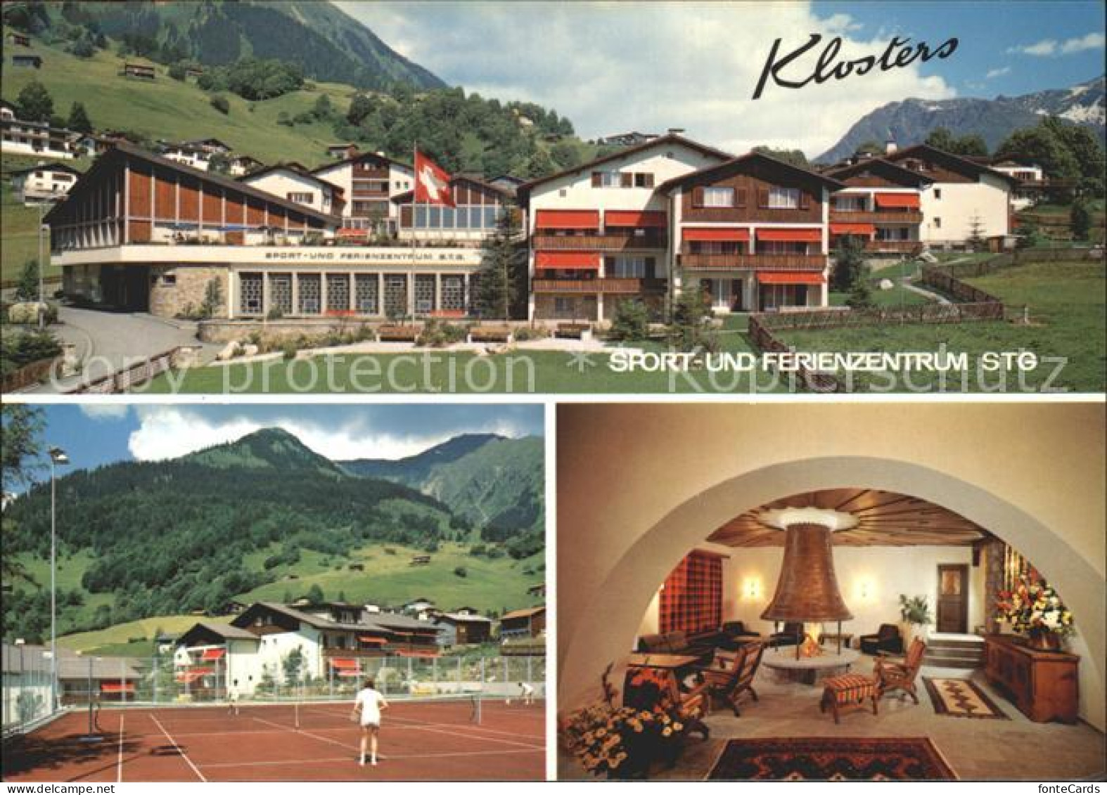 12255549 Klosters GR Sport Und Ferienzentrum STG Kaminzimmer Tennisplatz Kloster - Autres & Non Classés