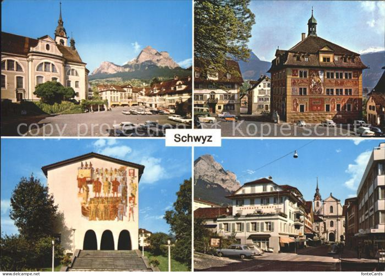 12253559 Schwyz St Martinskirche Rathaus Bundesbrief Archiv Herrengasse Schwyz - Sonstige & Ohne Zuordnung